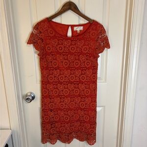 Moulinette Soeurs Anthropologie Rust Crochet Lace Shift Dress | Size 0